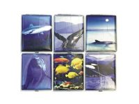3102L20SEA Sea Designs Leather Wrapped Holds 20 Cigarettes King Size (12PC)