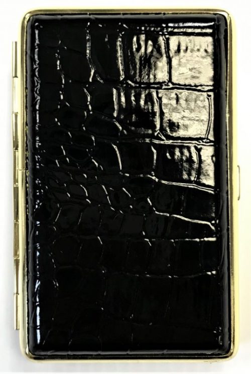 3101G14 Gold Frame Leather Wrapped Holds 14 Cigarettes 100s Size (12PC) - Image 4