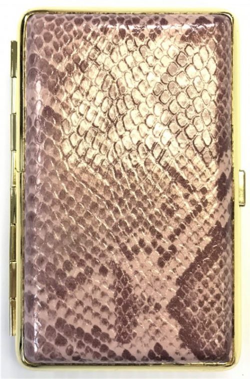 3101G14 Gold Frame Leather Wrapped Holds 14 Cigarettes 100s Size (12PC) - Image 3