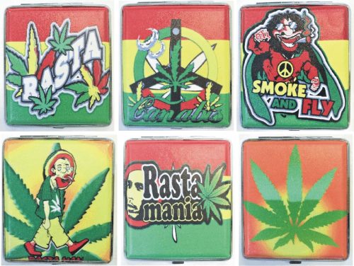 3101L20R Rasta Designs Leather Wrapped Holds 20 Cigarettes 100s Size (12PC) - Image 2