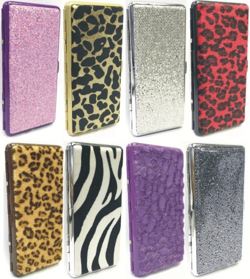 3103M4 Leather Wrapped W/ Mirror Holds 14 Cigarettes 120s Size (8PC)* - Image 2