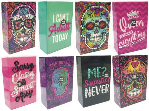 3116M29 Beaded Designs Plastic Push Open Cigarette Case King Size Push Open (12PC) - Image 2
