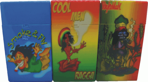 3117R1 Rasta Design Holds 100 Size Cigarettes Push To Open (12PC) - Image 2