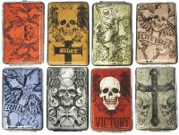 3102L12SK Skull Designs Leather Wrapped Holds 12 Cigarettes King Size (12PC)