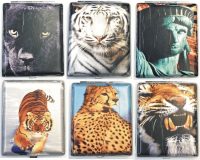 3102L20TIGER Wolf Designs Leather Wrapped Holds 20 Cigarettes King Size