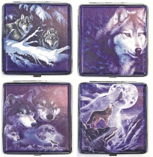 3102L20WOLF Wolf Designs Leather Wrapped Holds 20 Cigarettes King Size (12PC) - Image 2