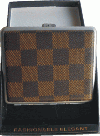 CHECKER Checker Design Leather Wrapped Holds 18 Cigarettes King Size (3PC)*