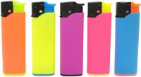1274JNEON Neon Rubberized Soft Touch Refillable Electronic Lighter Jet Flame  (50PC)