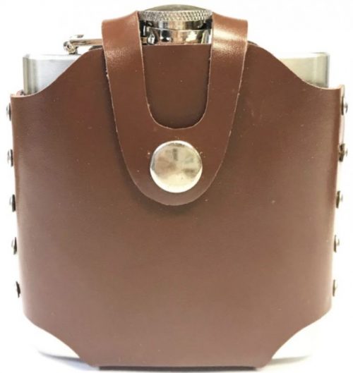 FL106 Black & Brown Holster Flask W/ Belt Loop Holds Up To 6 oz (8PC) - Image 2