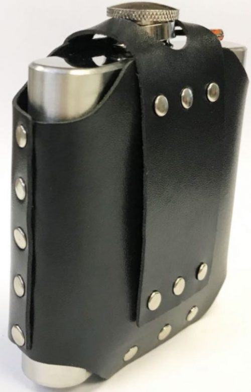 FL106 Black & Brown Holster Flask W/ Belt Loop Holds Up To 6 oz (8PC) - Image 3