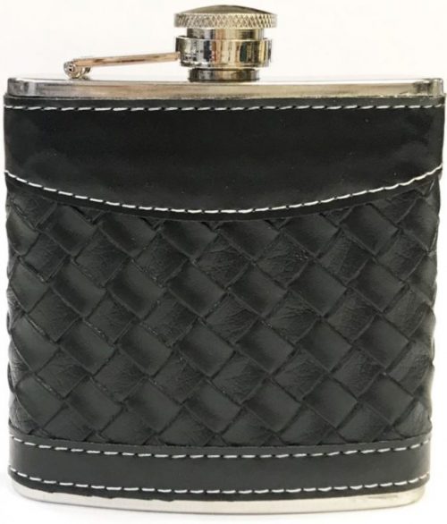 FL302 Black & Brown Leather Wrapped Design Flask Holds Up To 7 oz (8PC) - Image 3