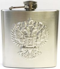 FL305E Stainless 7oz Flask Eagle Crest Design (3PC) *