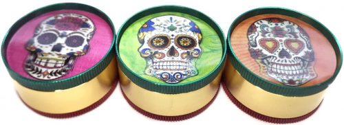 GR3CSR3D 3-D Candy Skull Designs On Rasta Grinder 3 Part Metal Grinder (12PC) - Image 2