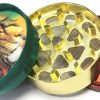 GR3RASTAB. Holographic Rasta Designs 3 Part Metal Tobacco Herb Grinder (12PC) - Image 3