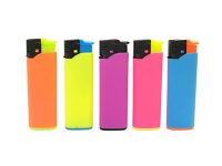 1274JNEON Neon Rubberized Soft Touch Refillable Electronic Lighter Jet Flame  (50PC)