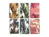 3101L20C Camouflage Design Silver Frame Leather Wrapped Holds 20 Cigarettes 100s Size (12PC)
