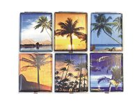 3101L20TREE Palm Tree Designs Wrinkled Leather Wrapped Holds 20 Cigarettes 100s Size (12PC)