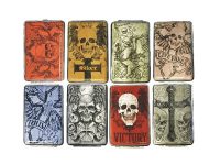 3102L12SK Skull Designs Leather Wrapped Holds 12 Cigarettes King Size (12PC)