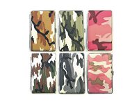 3102L20C Camouflage Design Silver Frame Leather Wrapped Holds 20 Cigarettes King Size