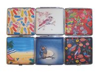 3102L20FUN Bird & Beach Designs Leather Wrapped Holds 20 Cigarettes King Size (12PC)