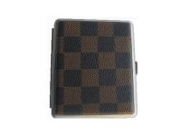 CHECKER Checker Design Leather Wrapped Holds 18 Cigarettes King Size (3PC)*