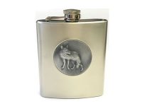 #FL311-4 Stainless Steel Flask Wolf Emblem Holds Up To 7 oz (6PC)