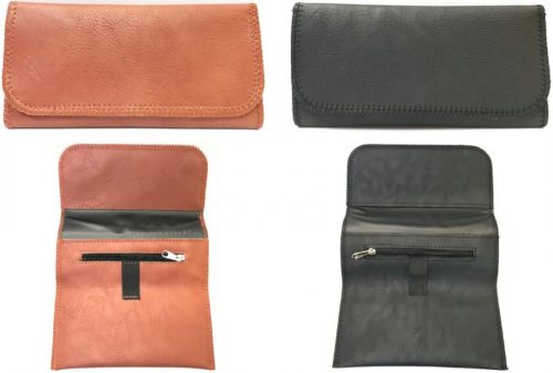 3318 Tri-Fold Leatherette Tobacco Pouch W/ Magnetic Closure Lined Zipper Pocket (12PC) - Image 2