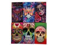 3117M33 Candy Skull Design Holds 100s Size Cigarettes Push To Open (12PC)